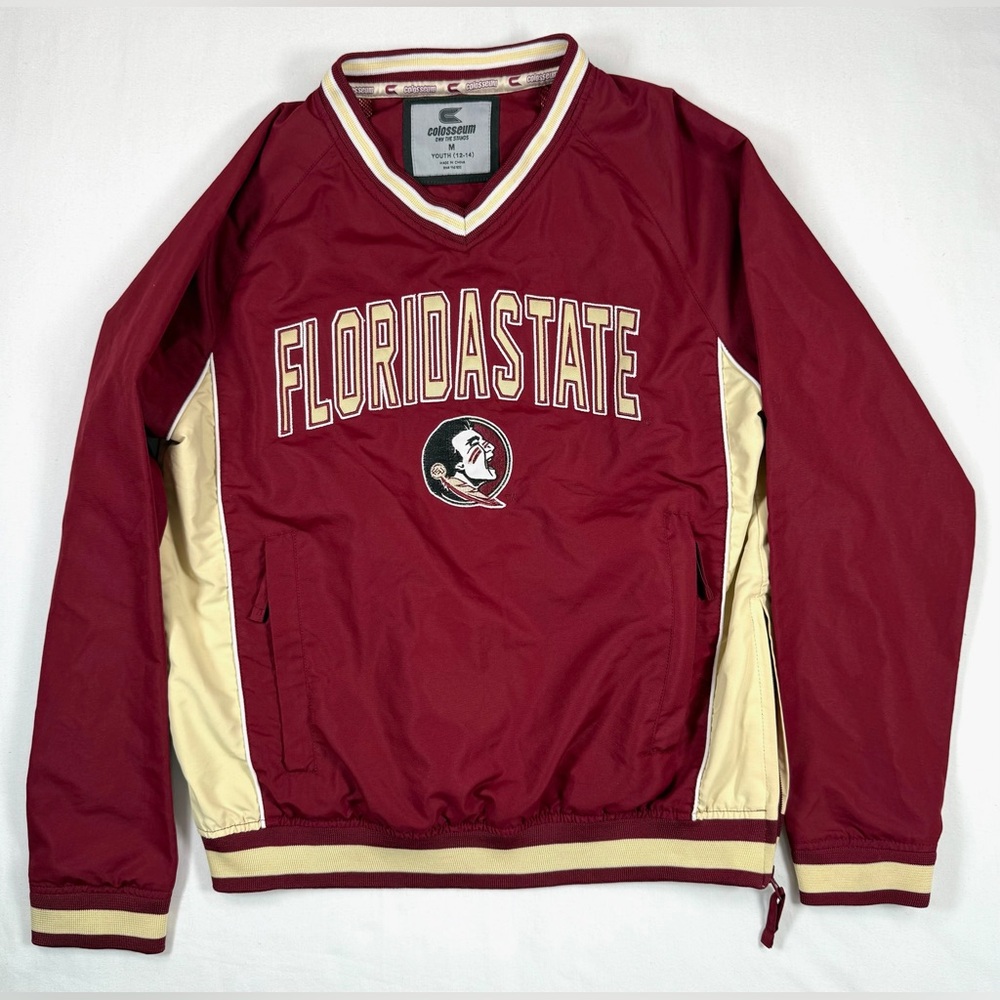 COLOSSEUM Kids’ Unisex Garnet Florida State Seminoles Windbreaker Jacket Size‎ M